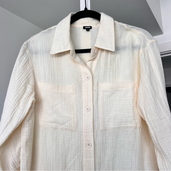 Monrow Cotton Gauze Shirt Dress- Color Buttercream- Size S - Picture 3 of 9